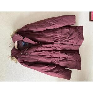 Abercrombie & Fitch Parka w/ Faux Fur Lined Hood Oxblood Maroon XL
